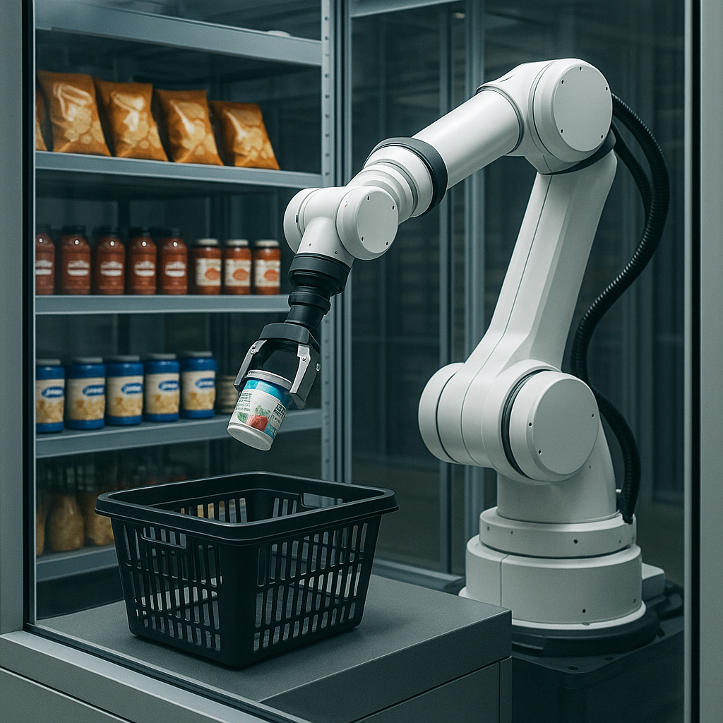 Roboterarm sortiert Waren